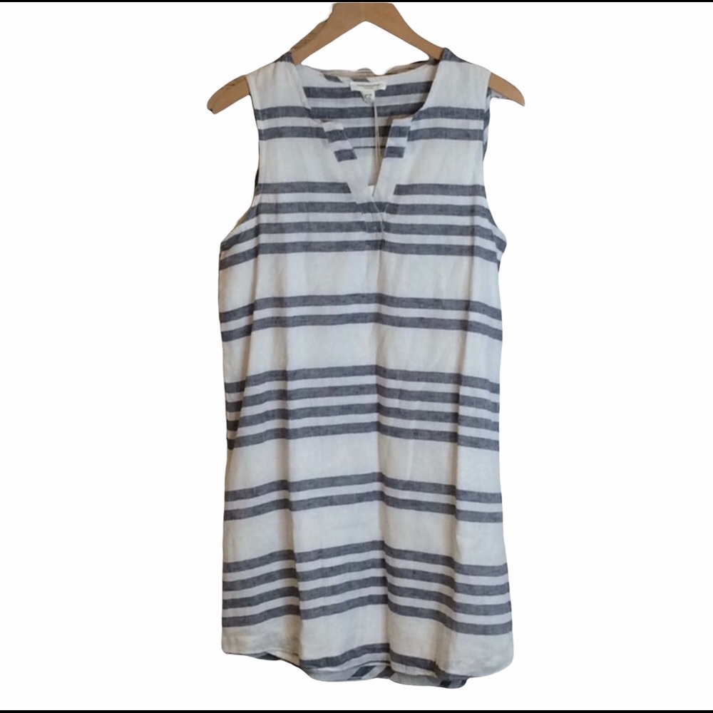 Beach lunch lounge striped linen shirt dress